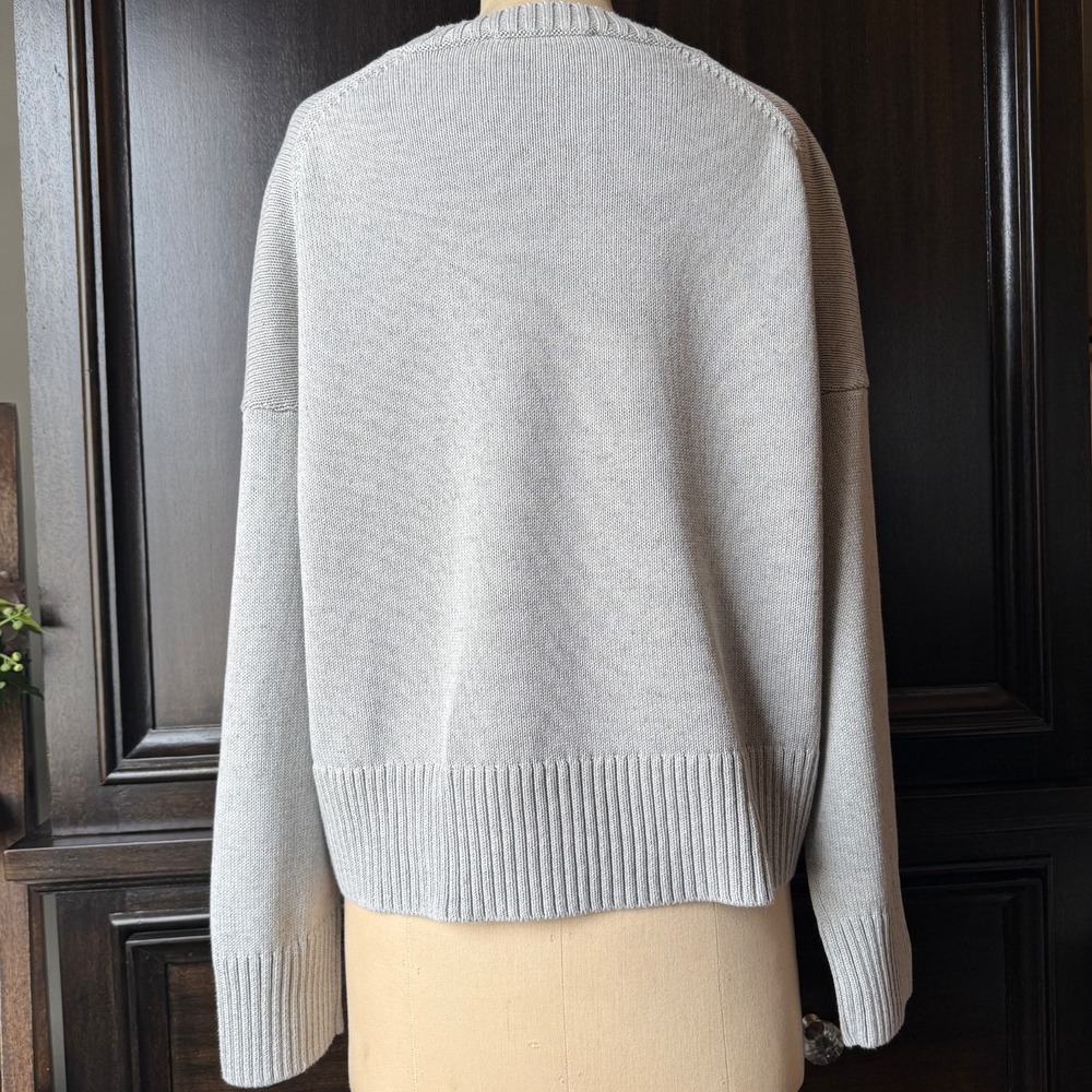 Everlane Crop Sweater Cotton The Boxy Crewneck Ribbed Hem Grey M Minimal - Picture 6 of 15